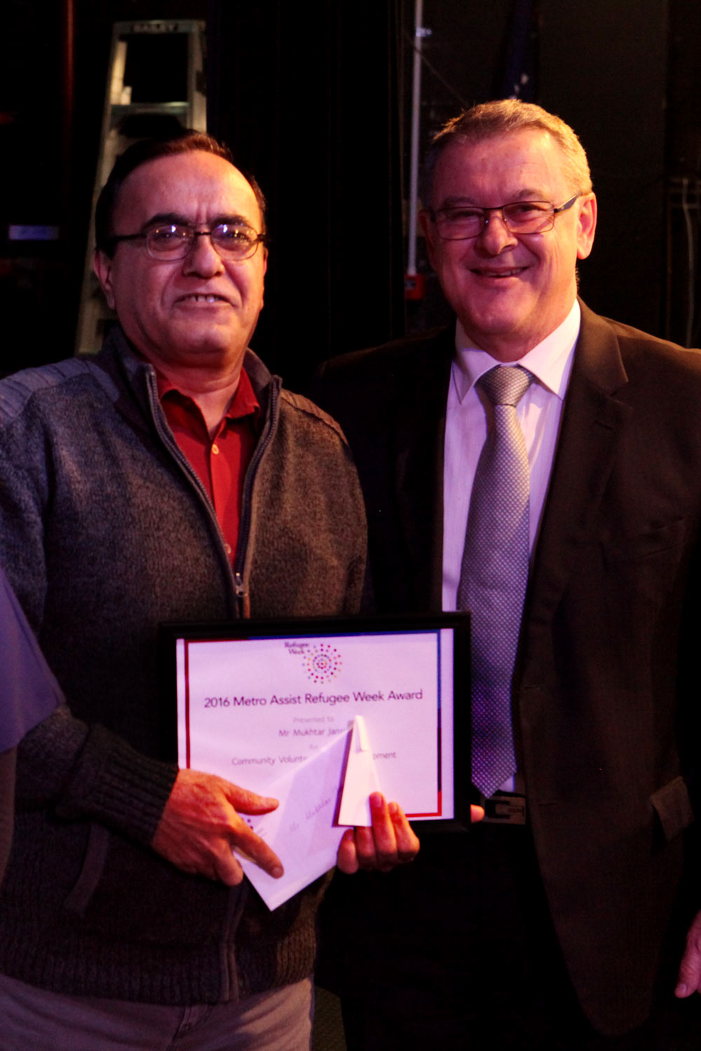 Hicham's Father Mukhtar winning our Refugee Award for Community Volunteering and Development